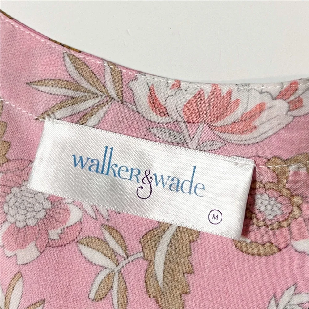 Walker & Wade Kelsey Mini Dress Medium Pink Floral Smocked Waist Beach Coverup